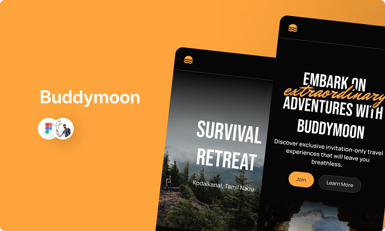 Buddymoon — Exclusive invitation-only travel website design challenge
